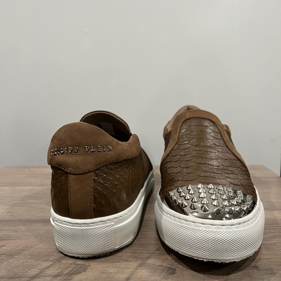 Mens Philipp Plein brown crocodile skin shoes size 44.5